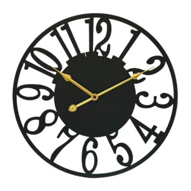 Imagem de Fenteer Relógio de parede silencioso relógio clássico de 16 polegadas, moderno para escola de sala de aula de escritório, sala de estar, casa, Preto