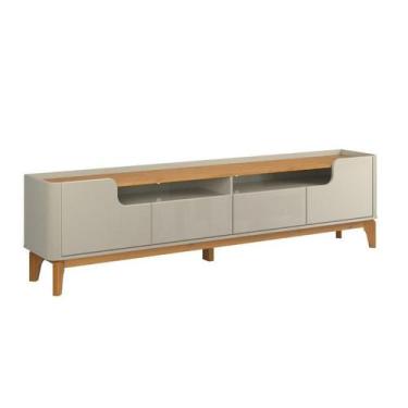 Imagem de Rack Bancada FL Estilo Retrô 2.20m Para TV Até 75'' Cor Off White / Ci