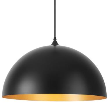 Imagem de Woholitable Luminária Pendente Estilo Fazenda, 15,7" Grande, Preta E Dourada, Para Cozinha, Ilha, Corredor, Sala De Jantar, Quarto, Bar, Café