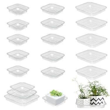 Imagem de Pacote com 15 pires de plantas para ambientes internos 10 15 x 20 cm bandejas de plantas para vasos bandejas de plástico para plantas quadradas para vasos de plantas pires de vaso de flores placas de