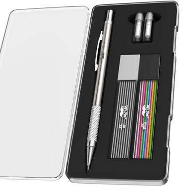 Imagem de Mr. Pen - Lapiseira de 2 mm, metal, 2 mm, lápis de desenho, lápis mecânicos de metal, lápis mecânicos de desenho, suporte de chumbo