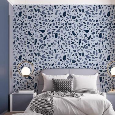 Imagem de Kit 3 Rolos Papel De Parede Adesivo Granilite Azul 3,0M