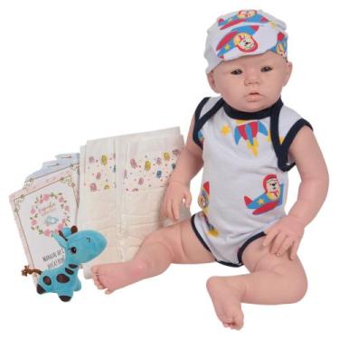 Imagem de Boneco Bebe Reborn Realista Silicone 48cm Menino + Itens - Cegonha Reb