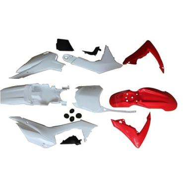 Imagem de PPR PIT PRO RACING Kit De Carenagem Plástico Crf110, Capa Para-Lama Para Motocicleta, Compatível Com Crf 110 2013, 2014 E 2015, Motocross Off-Road (Branco Vermelho)