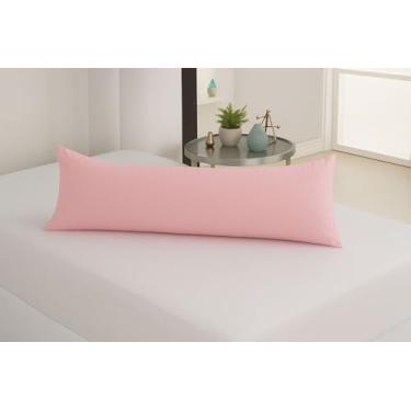 Imagem de Travesseiro De Corpo Xuxinho Com Capa Micro Percal 200 Fios Enchimento 100% Silicone Tamanho Compacto, Elegância Para Quartos E Salas. (Rosa)