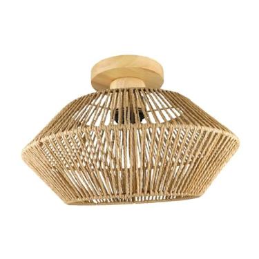 Imagem de Ｂｅｓｇａ Luminária de teto trançada sem lâmpada Boho rústica E27, feita à mão, para cozinha, banheiro, casa de fazenda, apartamento