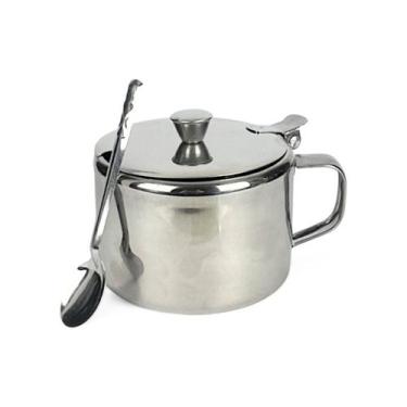 Imagem de Açucareiro Com Colher Aço Inox Porta Açúcar Para Mesa 250g - KeHome