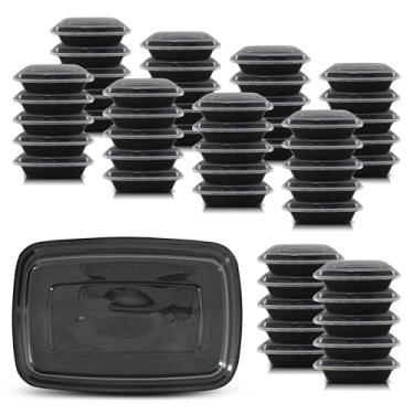 Imagem de Novo século, preparação de refeição retangular Bento com tampa – Lancheira portátil – Empilhável – Sem BPA – Seguro para freezer/micro-ondas/lava-louças – Armazenamento reutilizável, 50 Pack, 32 oz