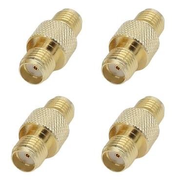 Imagem de Adaptador coaxial RF SMA fêmea para fêmea, conector de antena banhado a ouro, pacote com 4
