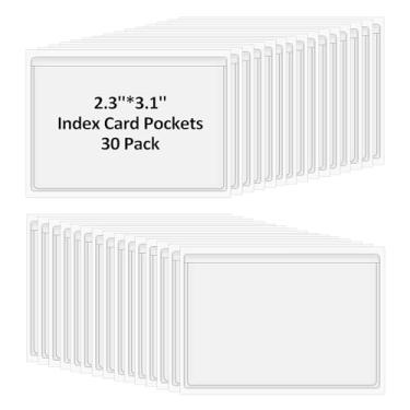 Imagem de Prasacco 30 Peças Porta-Cartões Autoadesivos, Bolsos Comerciais, Etiquetas Plásticas Transparentes Para Organizar Caixas De Armazenamento, Prateleiras Biblioteca (3,14 X 2,28 Pol.)
