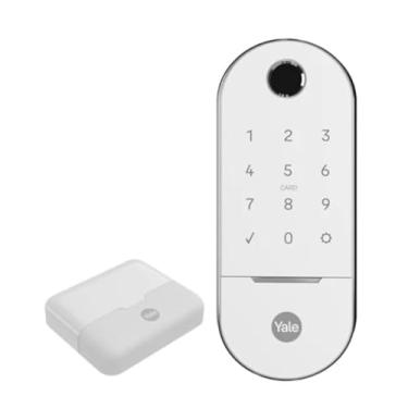 Imagem de Combo Fechadura Digital Lia BP para Porta Correr Branca Yale