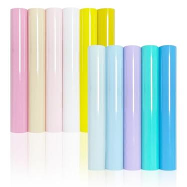 Imagem de DUEUIOE 11 peças de folhas de vinil de transferência de calor 30,5 x 25,4 cm - HTV fácil de cortar ervas daninhas para Cricut/Silhouette - Coleção de cores boêmias para camisetas, sacolas, artesanato