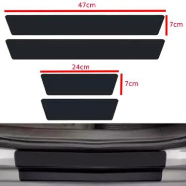 Imagem de kit adesivos protetor de soleiras portas carros preto fosco - RAFCAR