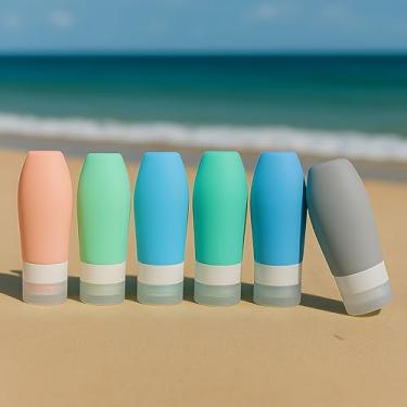 Imagem de Kit Viagem 6 Frascos, Porta Shampoo, Condicionador, Sabonete Líquido, Creme, À Prova De Vazamento, Capacidade 90ml, Marca VARENZIA