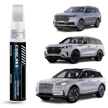 Imagem de COSLAKE Tinta de retoque de carro (branco cristalino (A3)) para LINCOLN, kit de reparo de arranhões de tinta de carro, solução rápida e fácil de reparar, caneta removedor de arranhões com 2