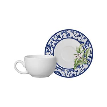 Imagem de Conjunto de Xícaras de Café com Pires Ramalhete, Branco/Azul, 6 Peças, Alleanza