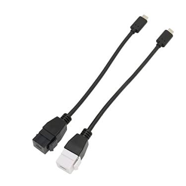 Imagem de 2 pcs USB C Keystone Jack Cable, USB 3.1 Keystone Jack Insert Cable, 5 Gbps de alta velocidade Tipo C Macho para Fêmea Extensão Adaptador de Inserção Keystone, Plug and Play
