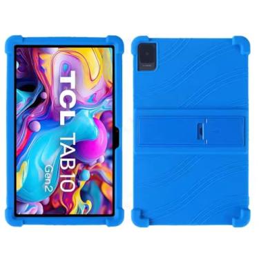 Imagem de Capa de silicone Thicken Cornors com suporte para TCL Tab 10 Gen 2 Case 8496G 10,4 polegadas Tablet PC protetor macio à prova de choque (azul)