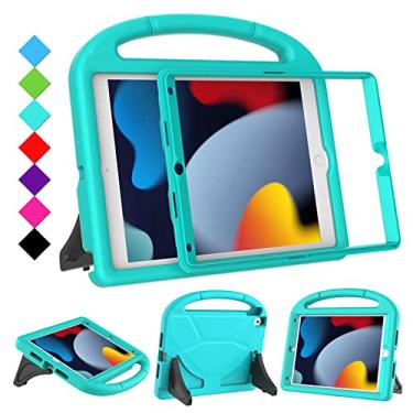 Imagem de RTOBX Capa infantil para iPad 10.2 e 10.5, iPad 9ª/8ª/7ª geração 10,2 polegadas 2021 2020 2019 capa com protetor de tela, iPad Air 3ª geração/Pro 10,5 polegadas com suporte, ciano