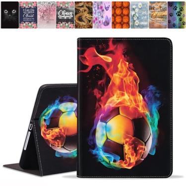 Imagem de DEHJYYIJUY Capa para Samsung Galaxy Tab S9 FE 5G 10,9 polegadas e Galaxy Tab S9 11 polegadas (2023) - Capa inteligente fina de couro PU com despertar/hibernar automaticamente, futebol em chamas