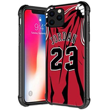 Imagem de Compatível com iPhone 12 Pro Max, capa de vidro temperado com padrão de jogador de basquete nº 23 para iPhone 12 Pro Max para meninos, capa bumper de TPU (poliuretano termoplástico) macio antiarranhões à prova de choque para iPhone 12 Pro Max 6,5 polegadas