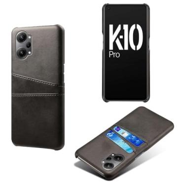 Imagem de Capas Compatível com OPPO K10 PRO,Caso de couro PU-Tampa de telefone a prova de choque com 2 slots de cartão,Proteção anti-impressão digital e anti-gota-Black