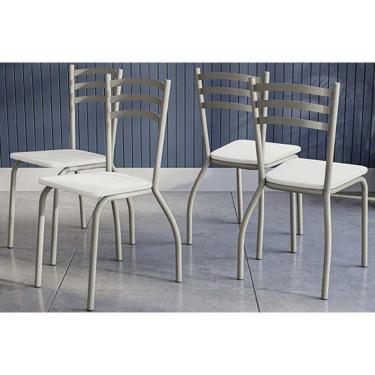 Imagem de Kit 4 Cadeiras De Cozinha Portugal 4c007nk Aço 4 Uni Niquel Courano Branco