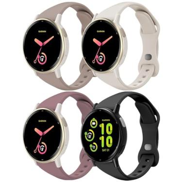 Imagem de EverAct Pulseiras de relógio finas de silicone compatíveis com Garmin Vivoactive 6/5/3/3 Music, pulseira esportiva fina e estreita de 20 mm para Venu Sq 2/Forerunner 55/165/645/245 feminino e