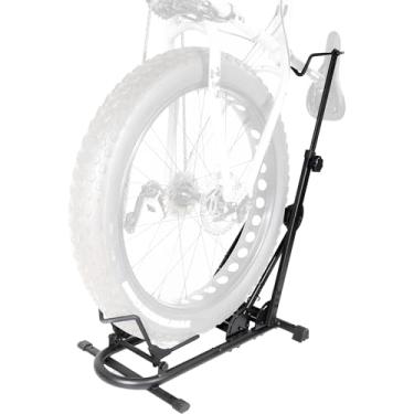 Imagem de BIKE HAND Suporte vertical de bicicleta - para bicicletas de estrada Fat Bike Snow MTB com largura máxima de pneu de 12,7 cm - Estante de estacionamento de bicicleta ajustável vertical e horizontal