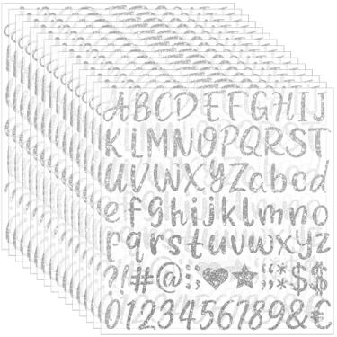 Imagem de 1215 pçs adesivos de letras glitter alfabeto adesivos autoadesivos à prova d'água vinil pequenas letras ABC para graduação tampa garrafas de água copo caixa de correio número scrapbooking caderno