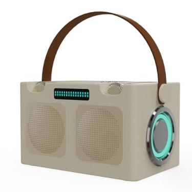 Imagem de Máquina de karaokê portátil com alto-falante Bluetooth, show de luzes LED dinâmico e som Hi-Fi de 360°: 4 horas de duração para cantar, microfones duplos, alto-falante quádruplo para festas de KT