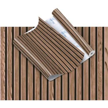Imagem de Papel de Parede Plástico Adesivo Madeira Ripado Carvalho 45CM X 10M - 