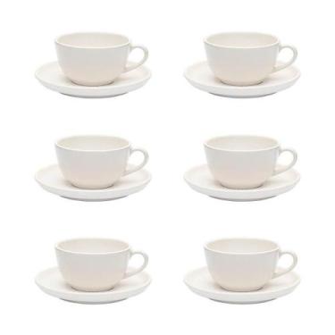 Imagem de Jogo de 6 Xícaras de Chá Grande 200ml com Pires Flat Zen - Oxford