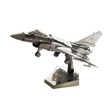 Imagem de MERIGLARE Conjunto de blocos de construção de caça, quebra-cabeça de modelo de metal 3D, brinquedo de avião, kit de brinquedo de avião modelo, brinquedo de, Prata