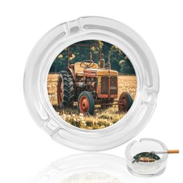 Imagem de Cinzeiro de vidro de cristal antigo, cinzeiro de vidro redondo resistente para fumar, portátil, decorativo, moderno, para uso em casa, escritório, interior, exterior, pátio