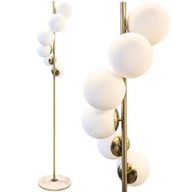 Imagem de Luminária Piso Chão 162Cm Jabuticaba Dourada 6 Globos Vidro - GIMPO, B