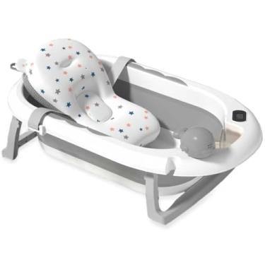 Imagem de Banheira Dobrável Com Termí´metro E Almofada Cinza Yuupi