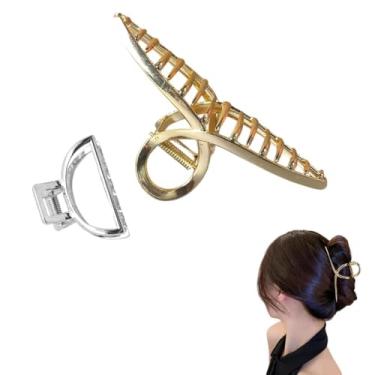 Imagem de Kit 2x Piranha Prendedor De Cabelo Piranha Metal Presilha Metal Dourada Mulheres Luxo Vintage Feminina Elegante Menina