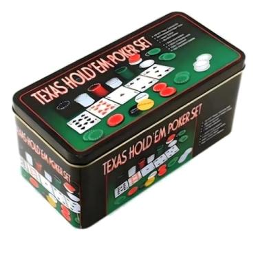 Imagem de Kit Poker Texas Hold'em Profissional, 200 Fichas, Tapete, 2 Baralhos e Botões de Dealer