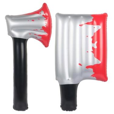 Imagem de CCOZN Inflatable Halloween Fake Knives, 2 Pcs Plastic Cosplay Accessories Realistic Looking Prank Props 2 Styles (FakeAxeKnife)
