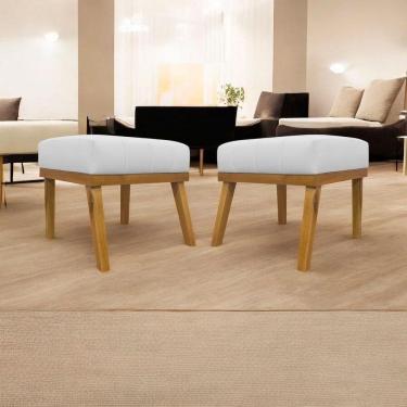 Imagem de Kit 2 Puffs Decorativos Firenze Retangular - Branco Corino
