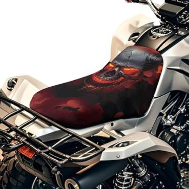 Imagem de Qpednta Capa de assento de quadriciclo fashion caveira impermeável universal de quatro rodas compatível com Polaris Sportsman 570 450 850, Polaris Scrambler 400 500 850 1000, Honda Rancher 420
