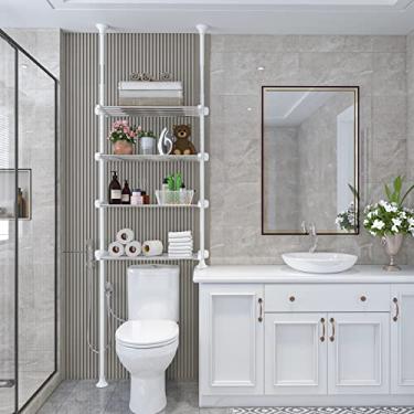 Imagem de Lilyvane Armazenamento sobre o vaso sanitário: organizador de banheiro ajustável de 4 camadas de 97 a 116 polegadas, prateleira de armazenamento sobre o vaso sanitário para salas pequenas, armário