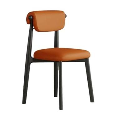 Imagem de Cadeira de jantar ergonômica com couro resistente a arranhões e enchimento de espuma de alta densidade (laranja)