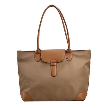 Imagem de Gkidrpos Bolsa feminina de tecido Oxford grande com alça superior bolsa de ombro moderna, Caqui