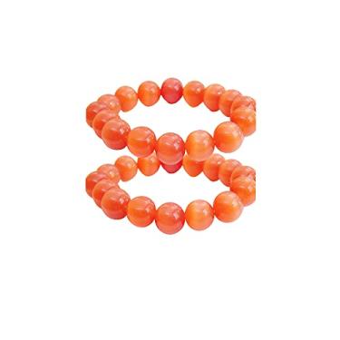 Imagem de COLORFUL BLING Pulseira de cristal de cornalina 12 mm Pulseira de pedra preciosa cornalina natural laranja poderosa pulseira de selenita joia feminina, Pedra