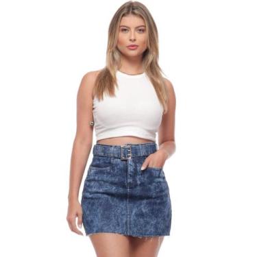 Imagem de Mini Saia Feminina Jeans com Cinto Destroyed Razon Jeans, 40