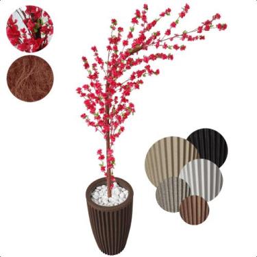 Imagem de Árvore Cerejeira Curvada Pink Artificial Com Vaso Grande - Flor de Men