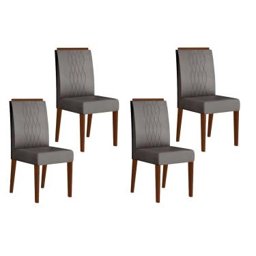 Imagem de Cadeira Sala de Jantar Lia Kit 4 Un Freijó/Suede Lunar - DJ Móveis