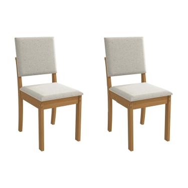 Imagem de Cadeira Sala de Jantar Luna 2CAD160 Madeirado Kit 2 Un Canela/Linho Bege Caqui - Kappesberg